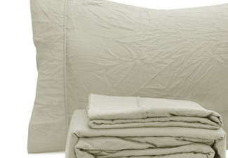 Ramesses Pebble Wash Linen Alternative Sheet Set - Available in Five Colours & Five Sizes