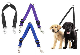 Dual Lead Walk Dog Leash - Available in Three Colours & Three Sizes