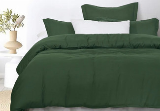 Amsons Ultra-Soft Sage Quilt Cover Set - Available in Six Sizes & Option with Extra Standard or European Pillowcases