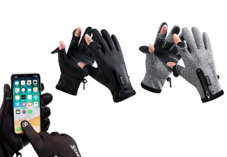 Two-Finger Flip Touchscreen Winter Gloves - Available in Two Colours & Four Sizes