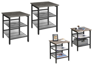 Vasagle Two-Pieces End Table with Adjustable Mesh Shelves