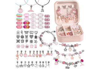 66-Piece Kids Charm Bracelet Making Kit - Two Colours Available