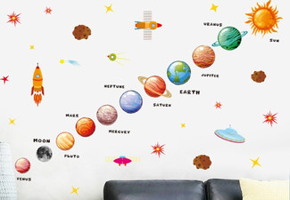 Self-adhesive Nine Planets Wall Sticker - Five Styles Available