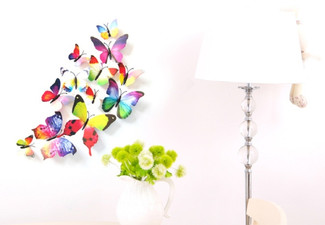 Two-Pack of 12-Piece 3D Butterfly Wall Sticker Decals - Option for Four-Pack