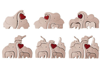 Wooden Elephant Family Decoration - Six Options Available