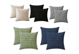 Two Pcs Plush Decorative Throw Pillow Covers - Option for Five Colours Available & Up To Four Pack