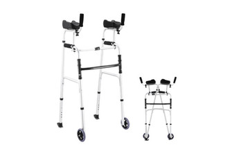 Two-in-One Folding Walker with Wheels, Height & Arm Adjustable