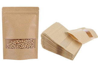 50-Pack Resealable Kraft Paper Zip Lock - Two Sizes Available & Option for 100-Pack