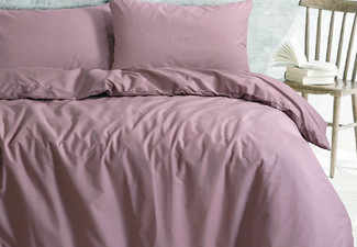 Amsons Dusky Pink Royale Cotton Quilt Duvet Doona Cover Incl. Pillowcase - Six Sizes Available