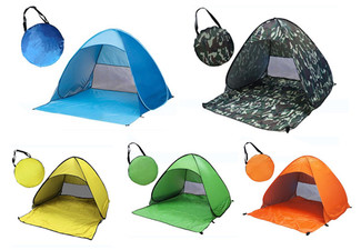 Easy Pop-Up Beach Tent with Metal Ground Stakes - Five Colours Available
