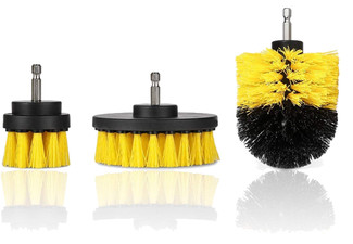 Three-Piece Scrub Brush Drill Attachment