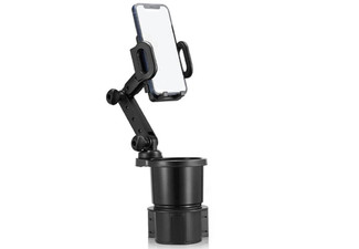 Dual Cup Holder with Phone Mount with Expandable Base