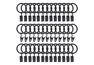 30-Pack Curtain Rings with Clips Hooks
