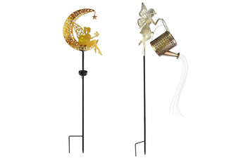 Iron Solar Garden Fairy Figurine Light Stake - Two Styles Available