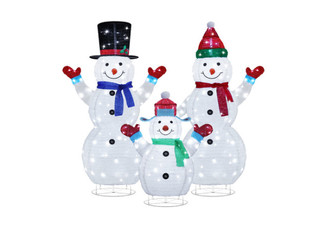 Three-Piece Christmas Snowman Family LED Lights