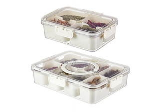 Snackle Box Divided Serving Tray with Lid - Available in Two Styles & Option for Two
