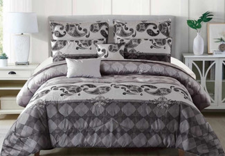 Seven-Piece #40 Printed Comforter Set - Three Sizes Available