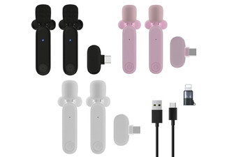 Two-Piece Wireless Lavalier Microphone Set - Available in Three Colours & Option for Two-Pack