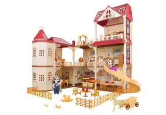 67cm Doll House Playset with Elevator, Nine Rooms & Three Stories