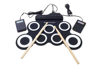 Seven-Pad Electronic Roll-Up Drum Kit