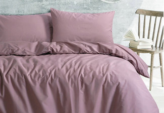 Amsons Royale Cotton Dusty Pink Quilt Cover Set - Option with Extra Standard Pillowcase