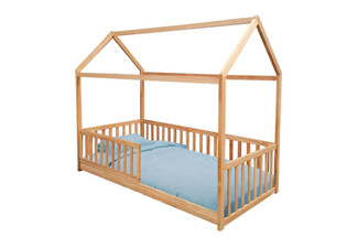 Kids House-Shaped Wooden Bed Frame - Two Colours Available