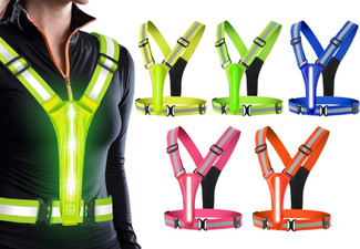 USB Rechargeable LED Reflective Vest - Option for Two-Pack & Five Colours Available