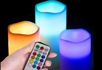 Three-Piece Flameless Vanilla Scented Candles with Remote Control