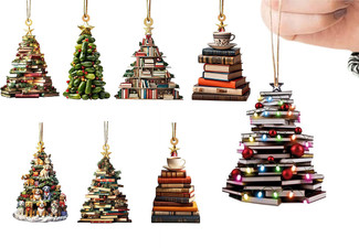 Eight-Piece Acrylic Book-Shaped Christmas Tree Ornament