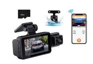 1080P WiFi Three-Channel Car Dash Camera with 32G Memory Card