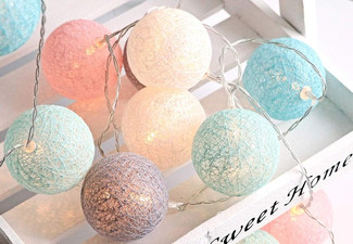 20 LED Cotton Ball Lights - Two Colours Available