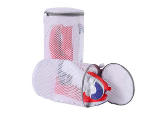 Two-Piece Washing Machine Mesh Shoe Bag with Zipper - Option for Four