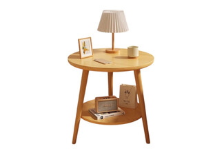 Two-Tier 50cm Wooden Round Side Table