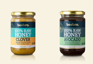 Beebro Raw Avocado Honey 375g & Beebro Raw Clover Honey 375g
