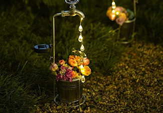 Retro Metal Solar Faucet Garden LED Light Stake Lamp