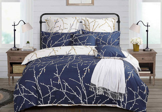 Blue Tree Reversible Duvet Cover Set - Three Sizes Available & Options for Pillowcases or Cushion Covers