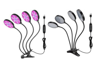 Four-Head USB LED Plant Grow Light - Option for Two-Piece