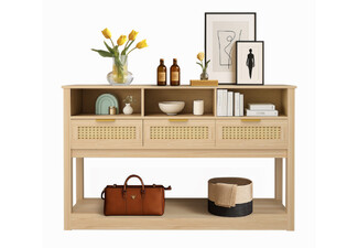 Console Table with Rattan Storage Drawers