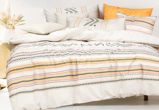 Colourful 100% Cotton Duvet Cover Set - Three Styles & Five Sizes Available