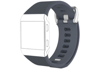 Herringbone Jet Grey Silicone Replacement Watch Strap Compatible with Fitbit Ionic