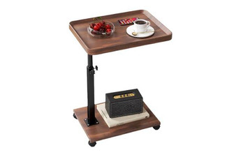 Height Adjustable Side Table with Wheels - Two Colours Available