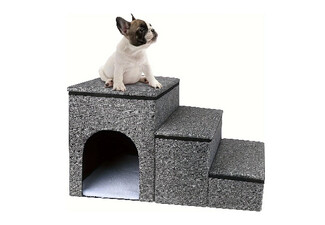 Foldable Three-Step Pet Stairs with Hidden Condo Storage