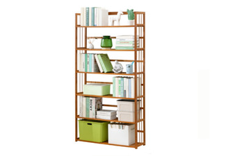 Simplistic Six-Tier Bamboo Bookshelf - Two Sizes Available