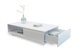 Modern White Gloss Coffee Table with Storage Drawer