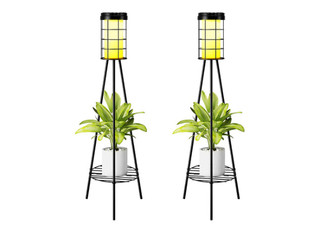 Two-Piece Outdoor Solar Light with Plant Stand