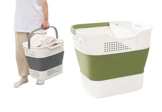 Collapsible 35L Laundry Clothes Basket - Two Colours Available