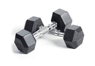 Two Rubber Encased Hex Dumbbell - Option for 5kg, 10kg, 15kg or 20kg