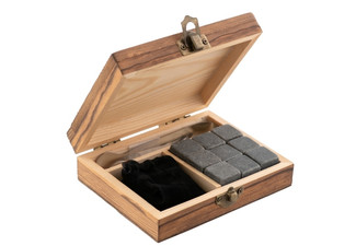 Nine Granite Whisky Stones in Wooden Case