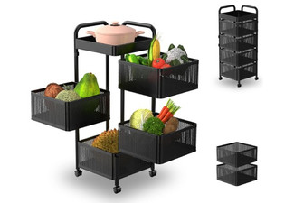 Four-Layer Square Rotating Kitchen Trolley