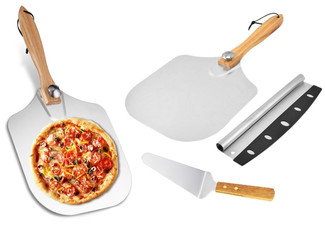 Pizza Spatula Peel Set with Foldable Wooden Handle - Option for Two-Pack